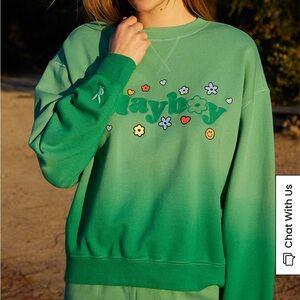 Playboy Green Floral Graphic Sweatshirt